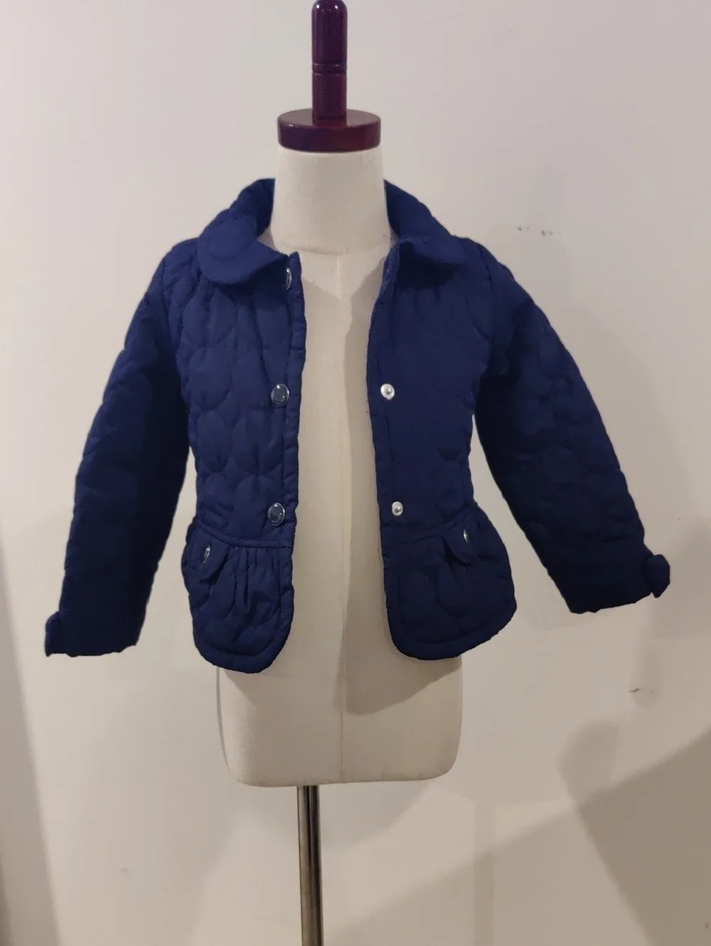 Gymboree Girls Quilted Navy Jacket Casual Snap Front Coat Lightweght Windbreaker