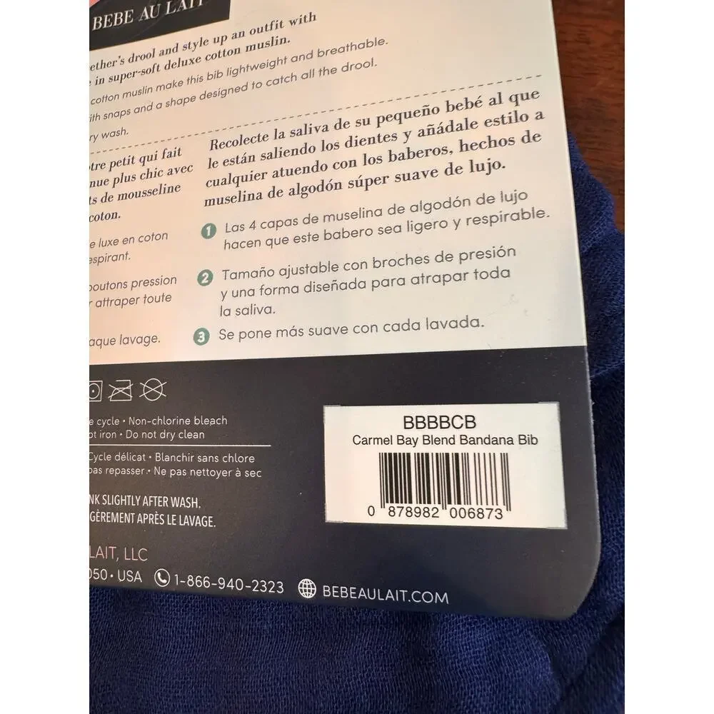 Bébé au Lait Muslin Bandana Bib Navy Blue Oh-So-Soft Drool Bib Baby