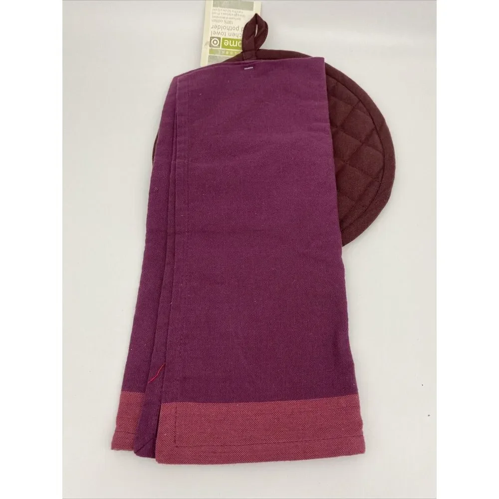Global‎ Home Target Kitchen Towel And Potholder Red Flower Set