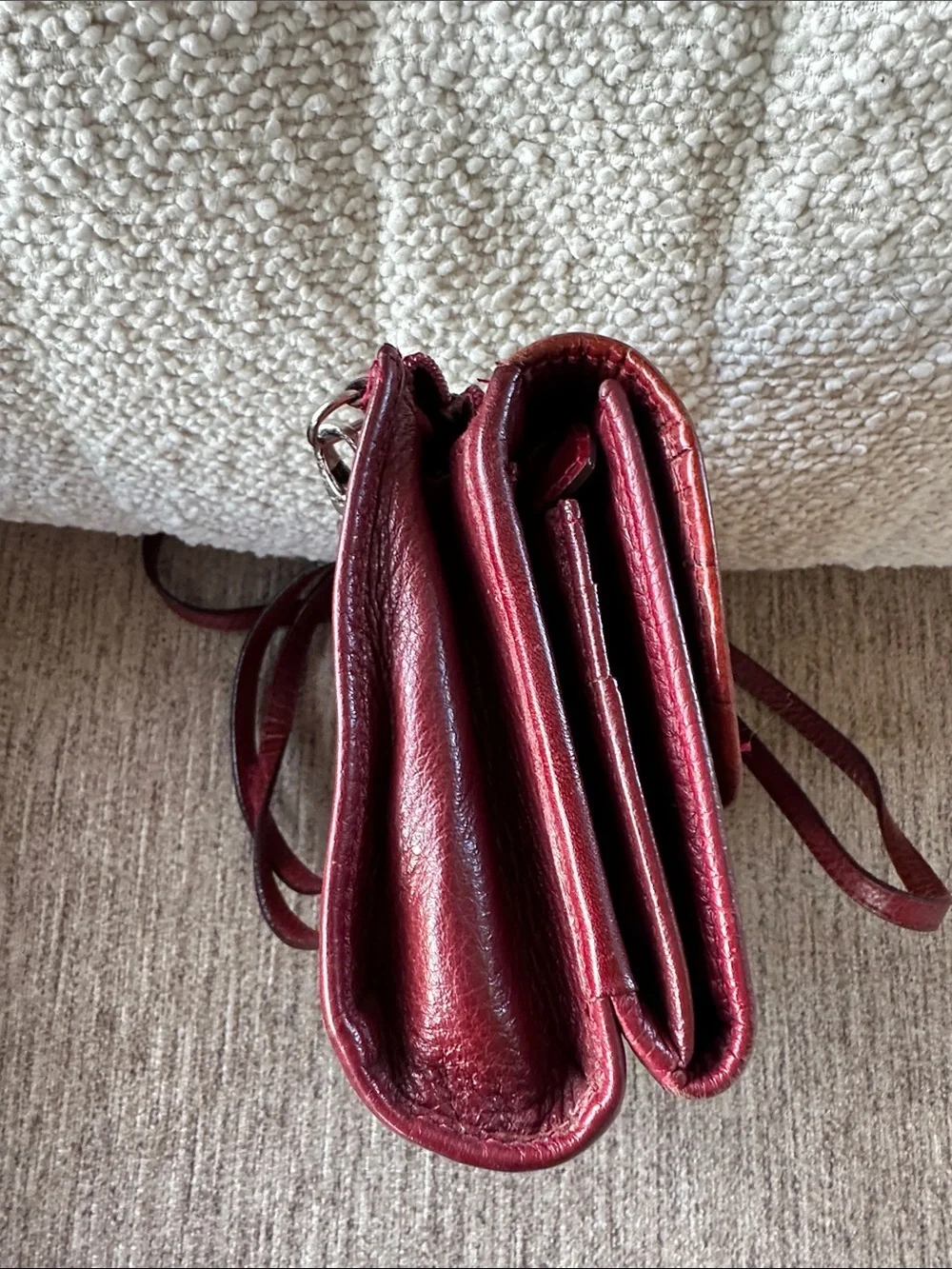 Brighton Red Croc-Texture Heart Clasp Crossbody Bag Y2K