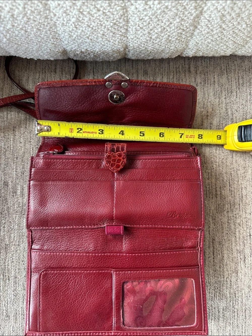 Brighton Red Croc-Texture Heart Clasp Crossbody Bag Y2K