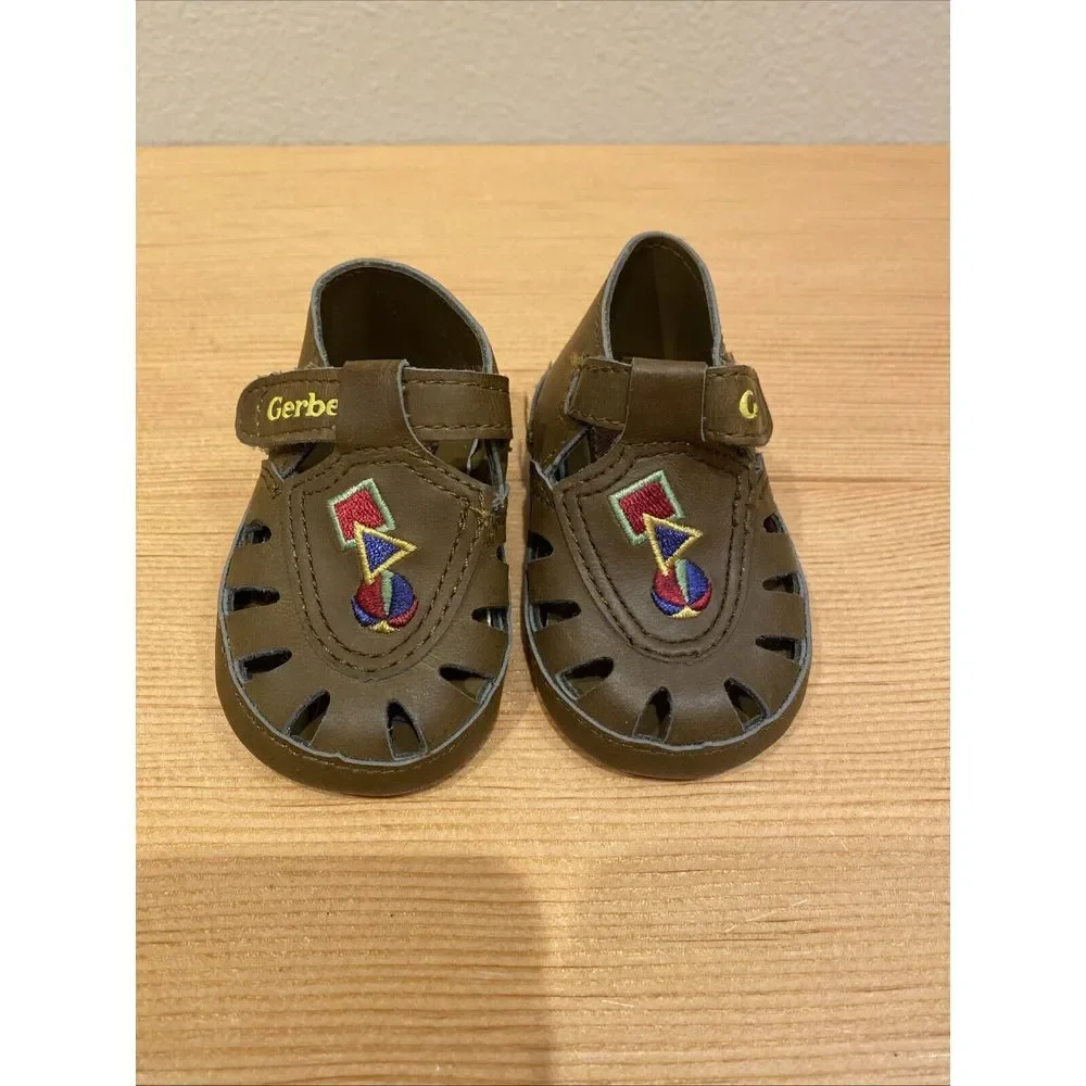 Vintage Gerber Infant Shoes Crib‎ Shoes Brown