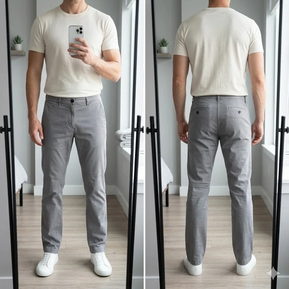 Bonobos Mens Straight Fit Chino Pants Grey Cotton‎ Blend 34x34 RN128054