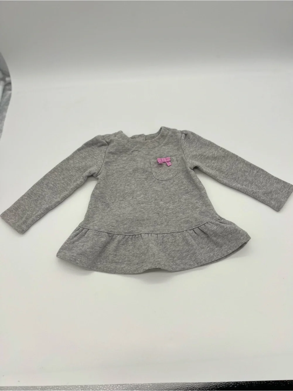 Gymboree Girls Baby 18-24 Months Long Sleeve Gray Warm Shirt With Purple Bow