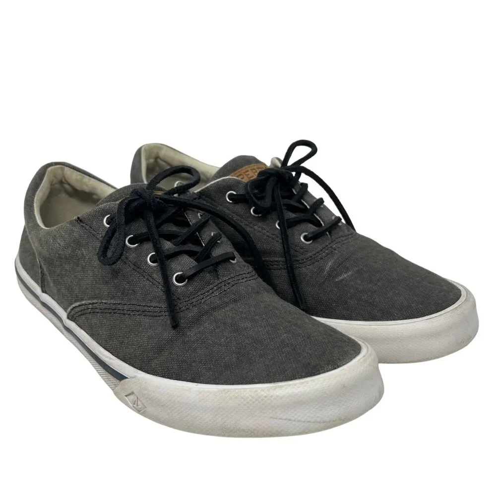 Sperry Striper 2 Gray Canvas Deck Boat Shoe Lace‎ Up STS16795 Size 8 US Preppy