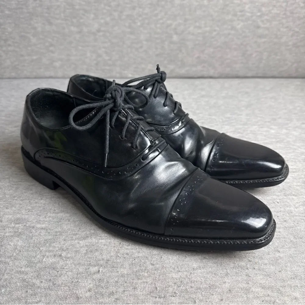 Stacy Adams Mens‎ Oxford Lace Shoe Black Leather Size 10 M Tie Up 20135-001