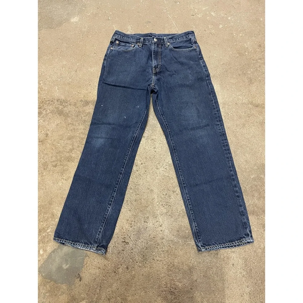 Levi's Jeans Mens 32x32 Dark Blue Premium Straight‎ Leg Denim Zip Fly Waterless
