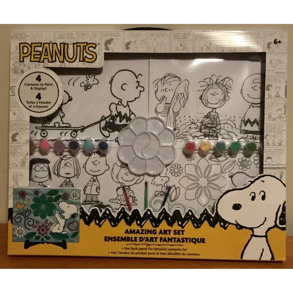 Peanuts Amazing Art Set For Kids, 4 Canvases To Paint, New In‎ Sealed In Box