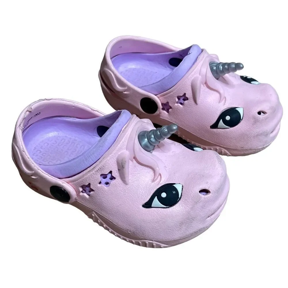 Baby Girl Toddler Pink Magical Unicorn Slip On Clogs Shoes Toddler Baby Size 4-5
