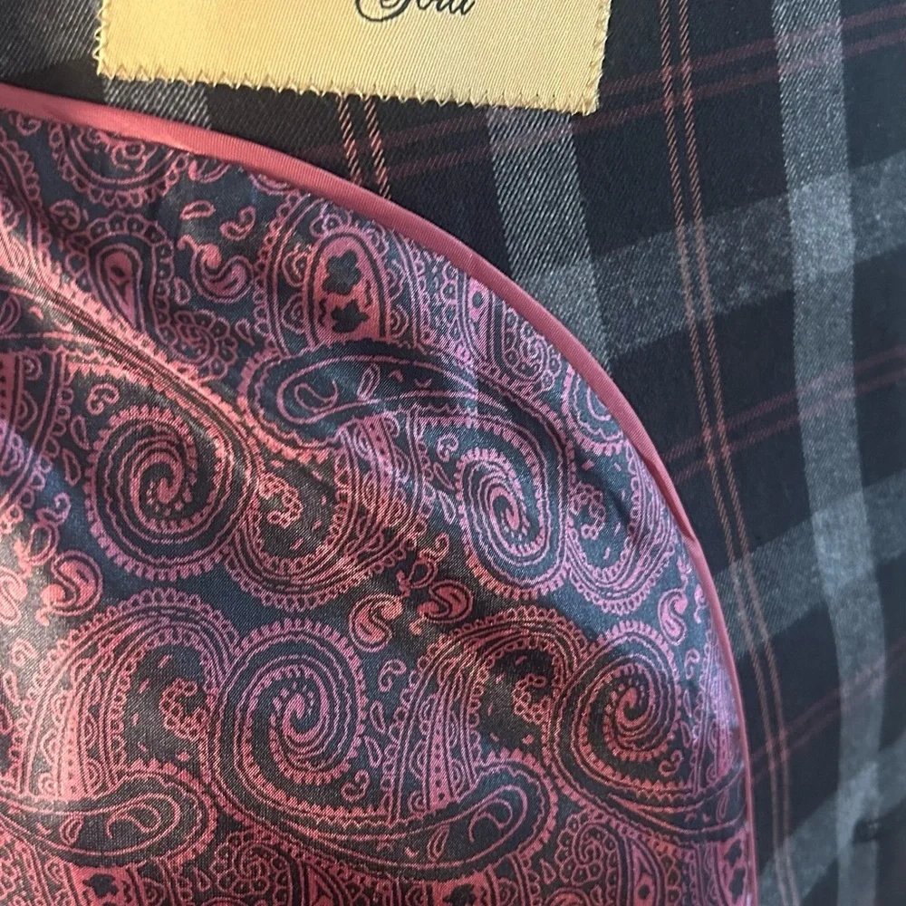 Stacy Adams Gray and Red Sport Coat Modern Plaid Design