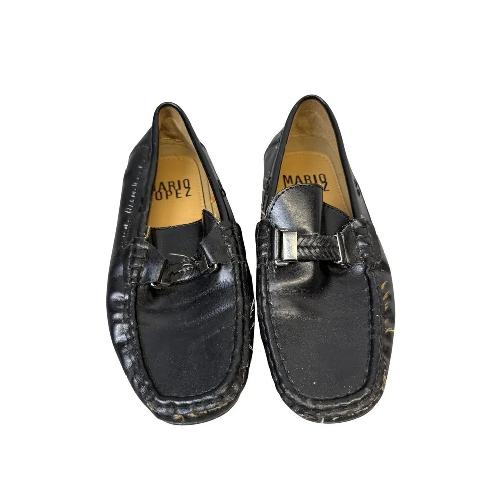 Mario Lopez Shoes‎ Boys Size 4 Black Loafer Dress Slip On Synthetic JUDE-055