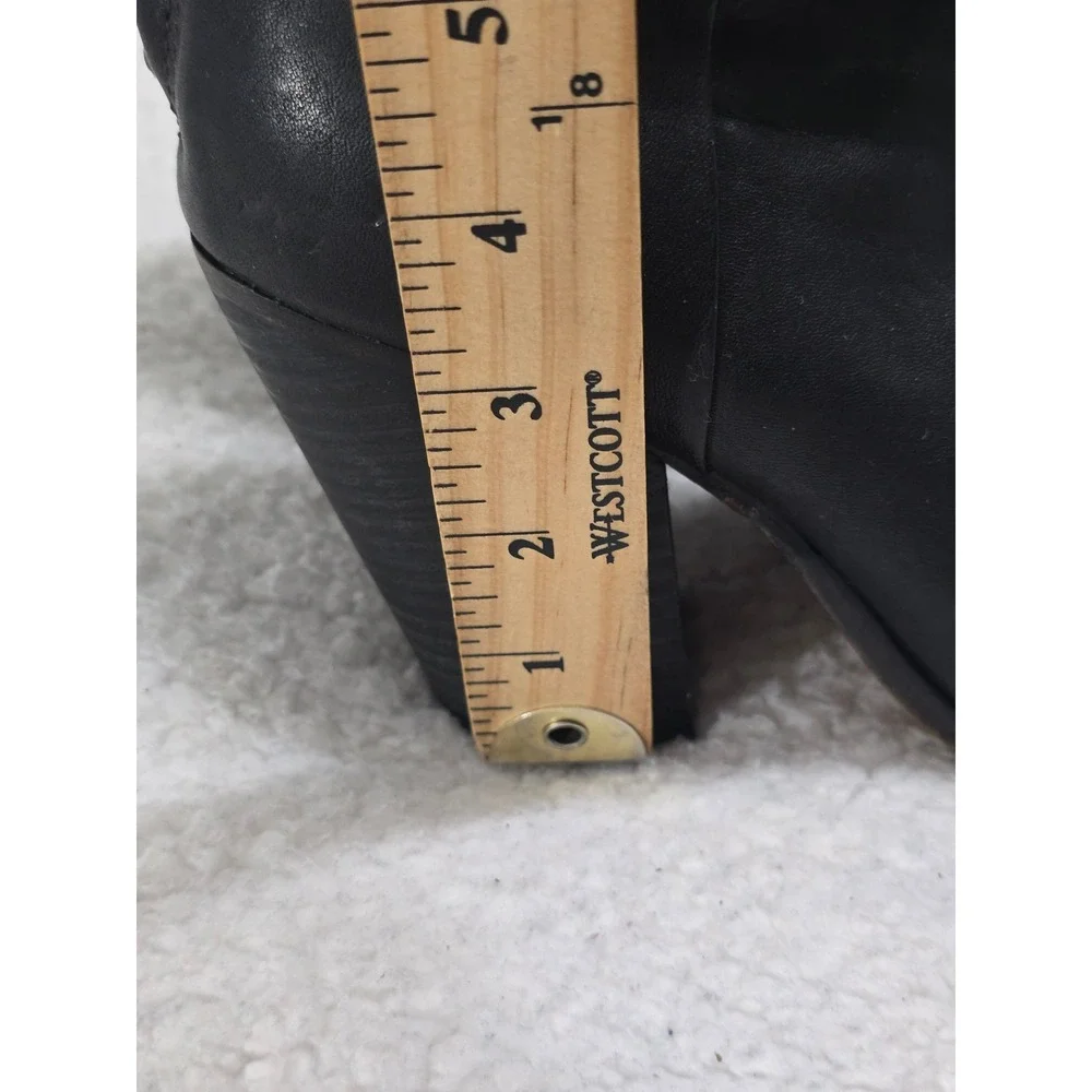 Rag & Bone Newbury Black Leather Ankle Boots Block Heel Back Zip Size 38