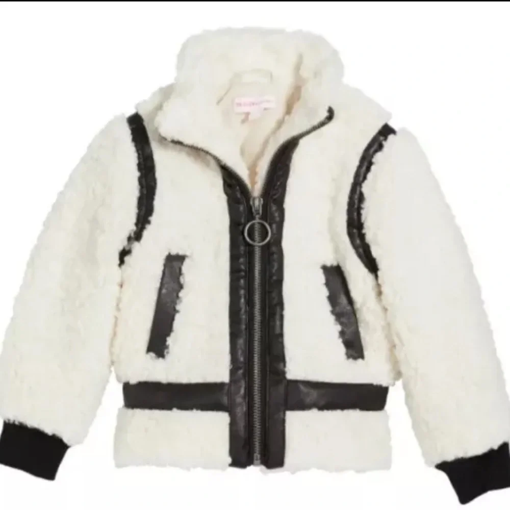 Design History Girl's Faux Sherpa Leather‎ Trim Jacket Large