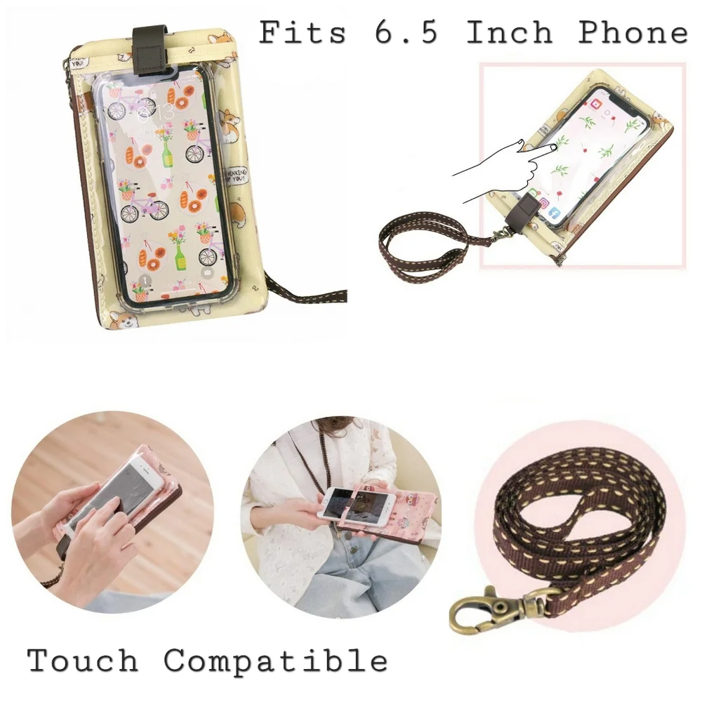 Waterproof Red Plaid Phone Case Pouch W/ Neck Strap