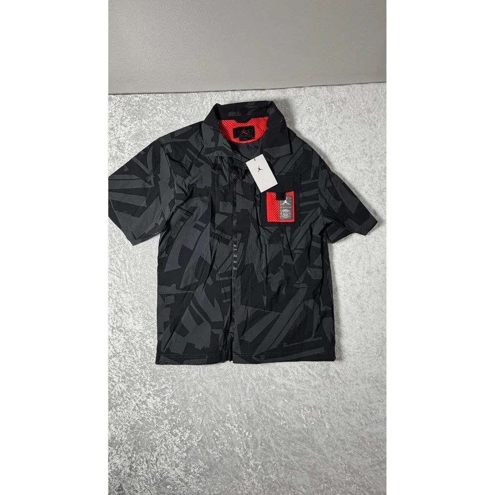 Jordan Paris Saint Germain PSG‎ Mens SS Button Up Black Camo Size S DM3108010