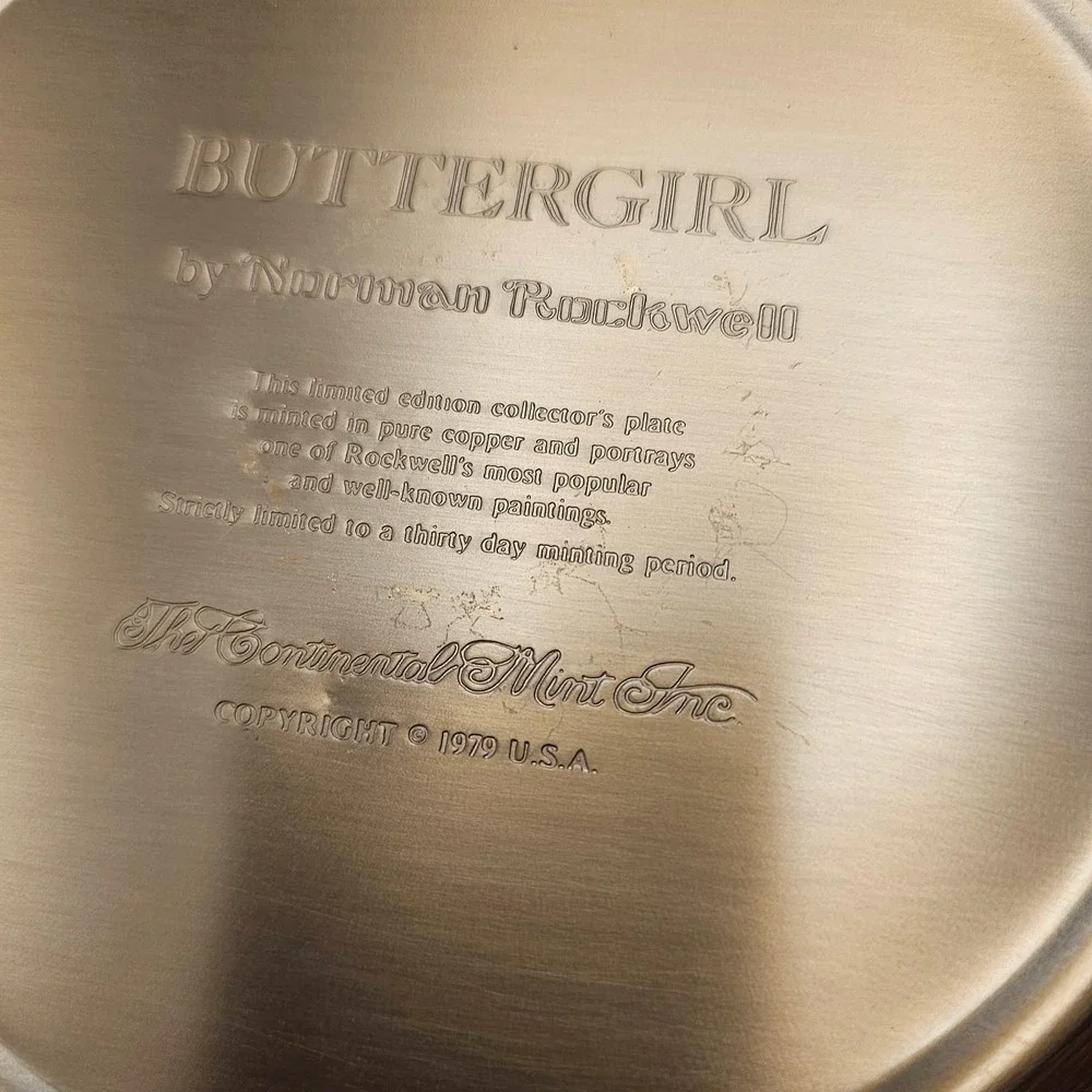 Norman Rockwell Memory Album and Buttergirl Collector‎ Plate Set Copper