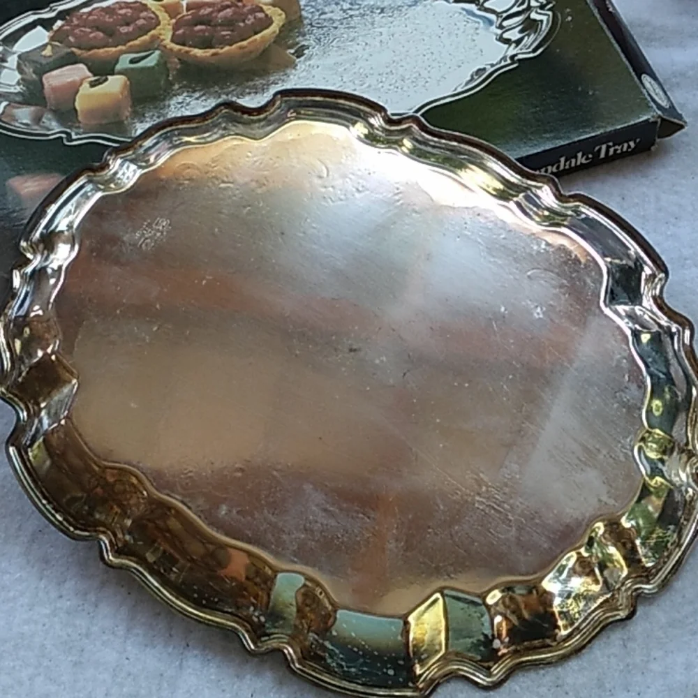 Vintage 1980s Leonard by Towle silverplate Chippendale Tray