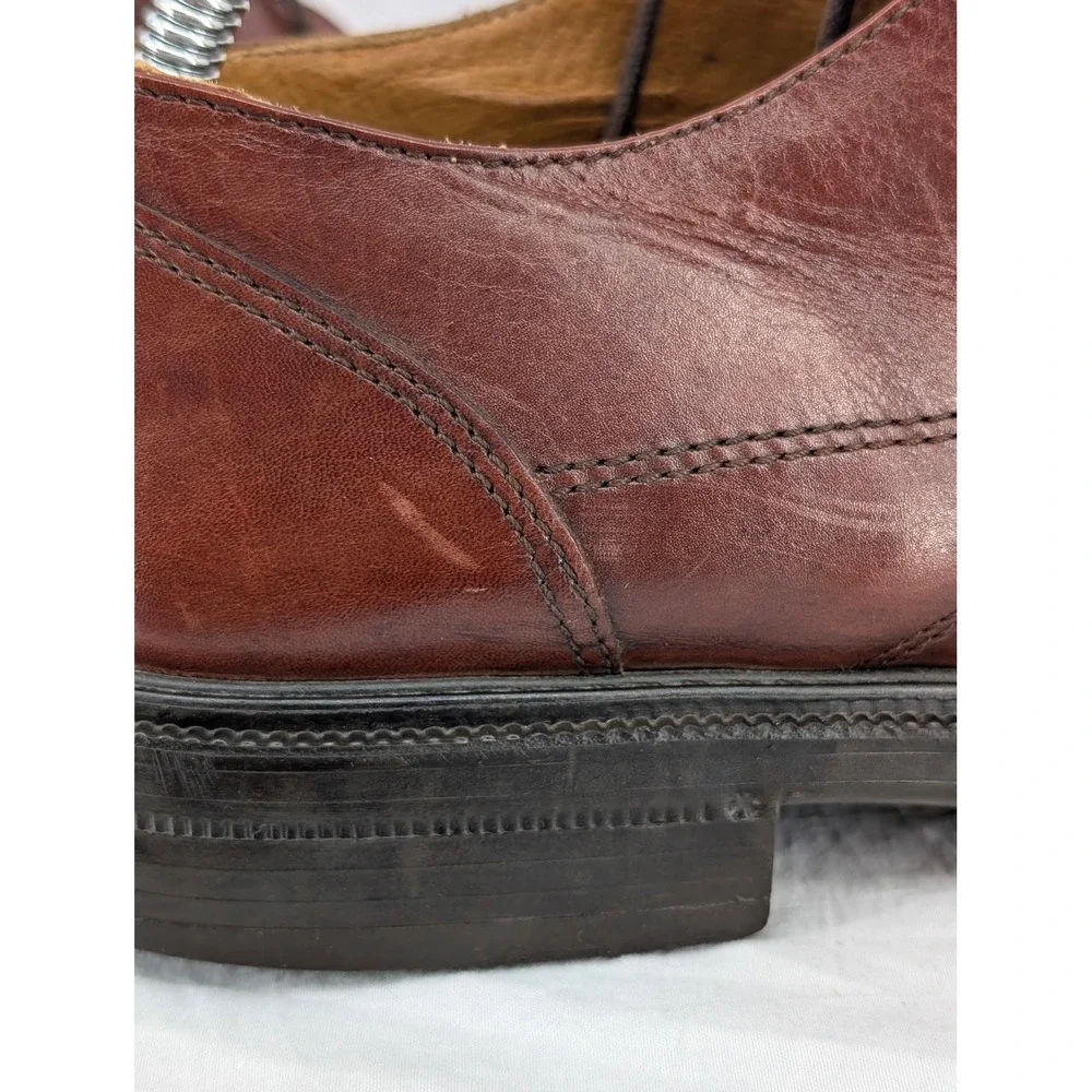 Bacco Bucci Mondial Mens Brown Leather Cap Toe Derby Oxford Shoes Italy Sz 9.5