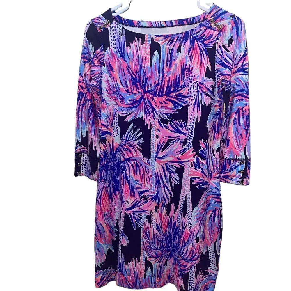 Lilly Pulitzer Sophie UPF 50+‎ Dress Bright Navy Palms Up - Size XS