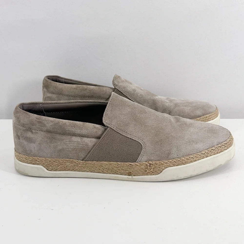 Vince Johan Grey Suede Leather Slip On Espadrille Sneakers Flats Size 9
