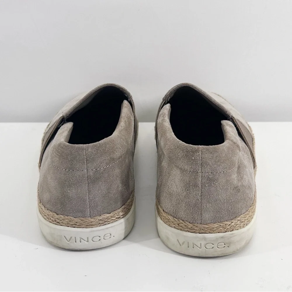 Vince Johan Grey Suede Leather Slip On Espadrille Sneakers Flats Size 9