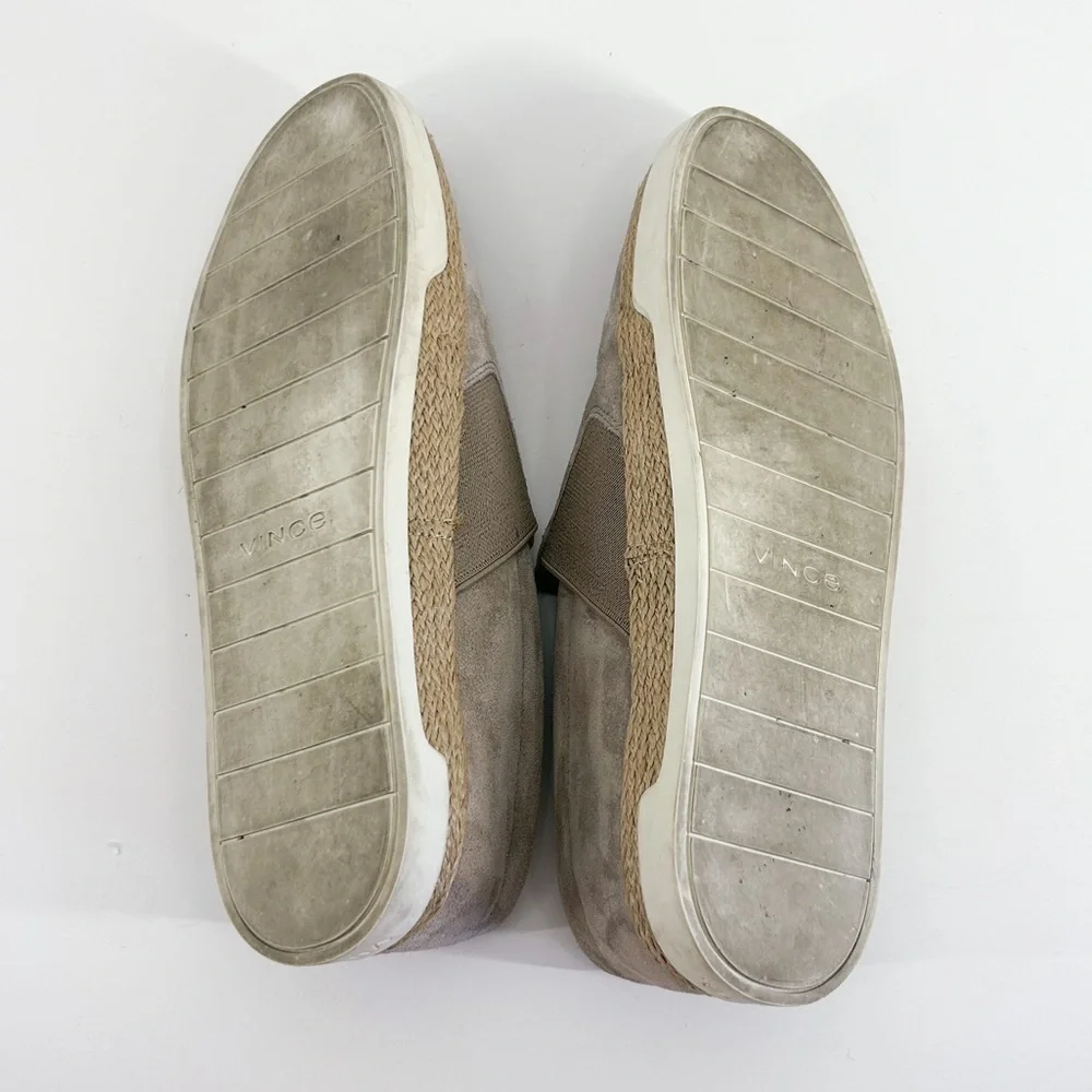 Vince Johan Grey Suede Leather Slip On Espadrille Sneakers Flats Size 9