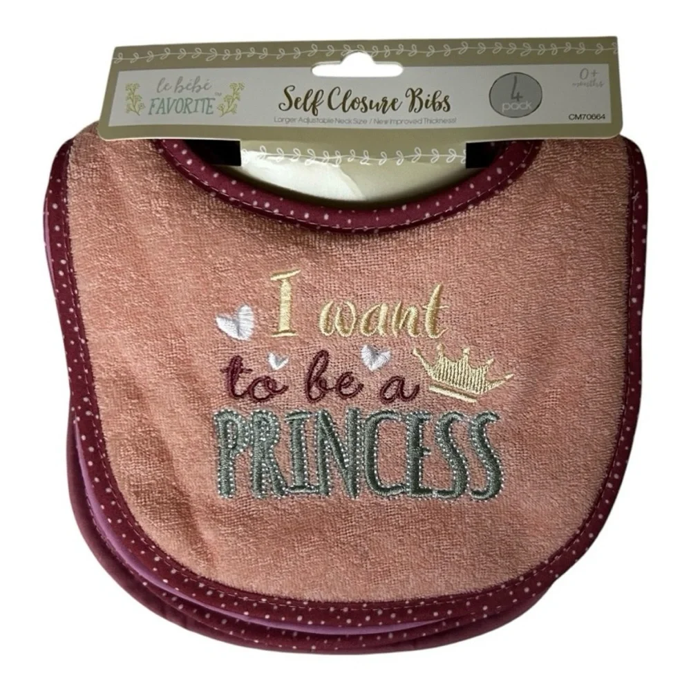 NWT 0+ mo Terry Cloth Baby Bib Set of 4