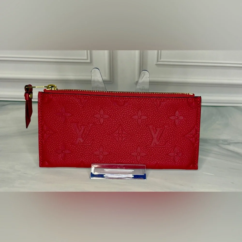 Louis Vuitton Red Monogram Empreinte Leather Zip Coin Pouch