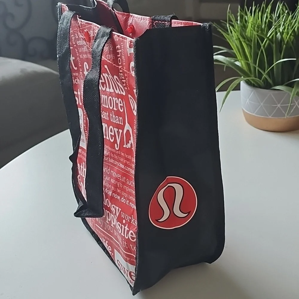 Lululemon Red and Black Tote Bag with Inspirational Text