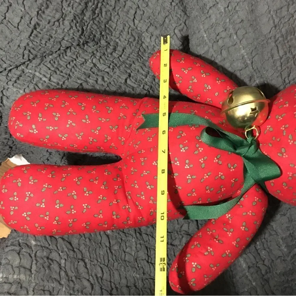VTG Red Teddy Bear With Jingle Bell