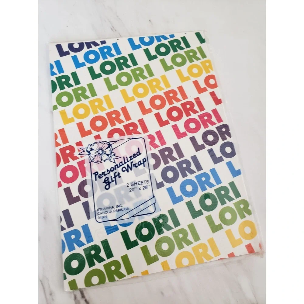 LORI Vintage Stravina Personalized Gift Wrap Wrapping‎ Paper Name RAINBOW gift