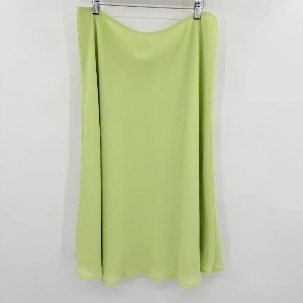 Vintage Lucy Pereda Textured Lime Green Bright Below Knee Skirt Womens 16