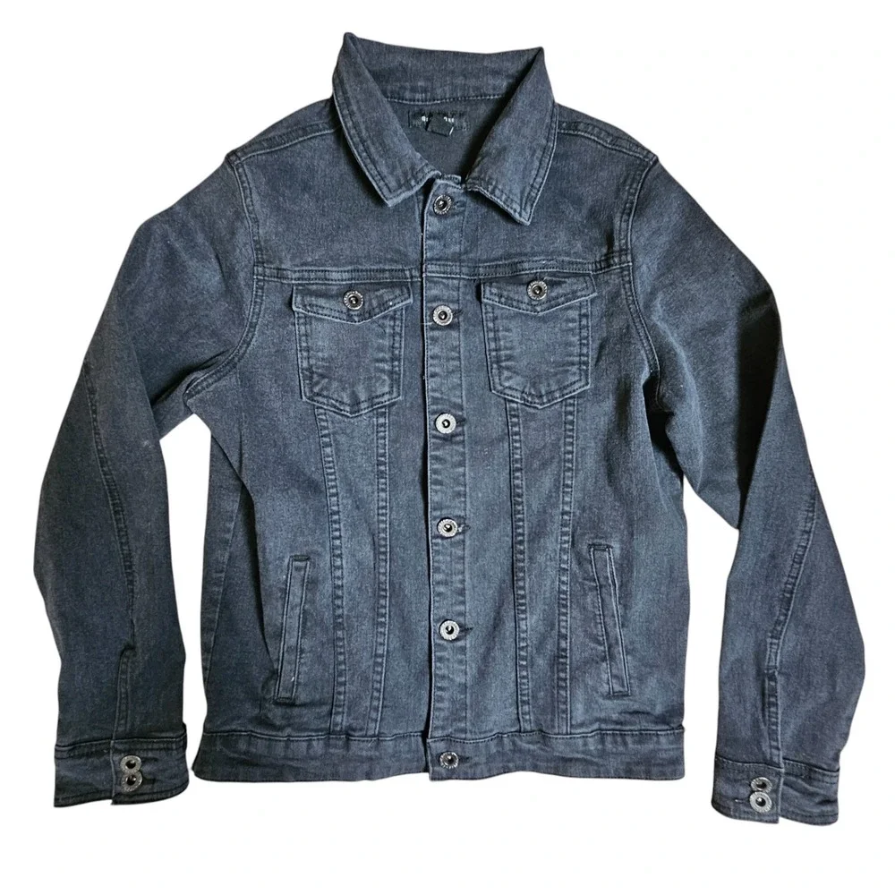 Sean‎ John Denim Trucker Jacket Button Front Long Sleeve Boys XL Black NWT