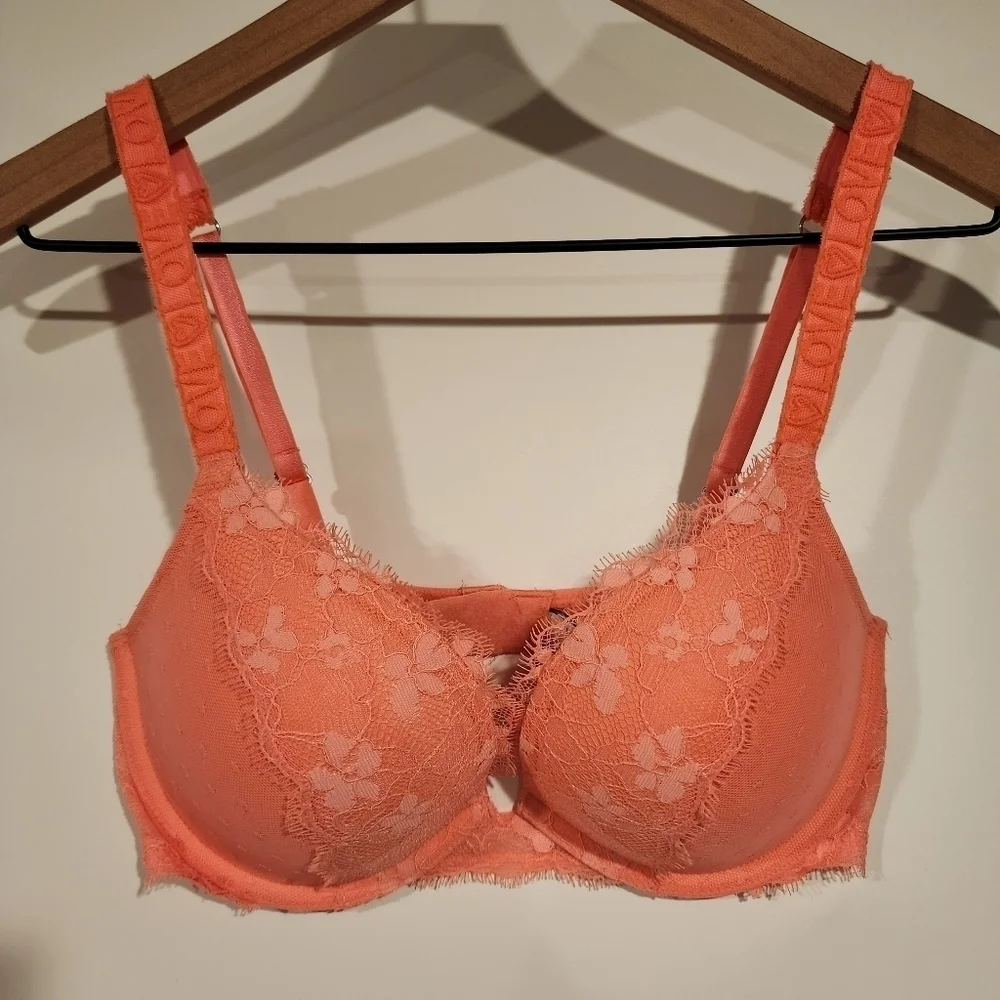 Victoria's Secret‎ Dream Angels Push-up Padded Underwire Lace Bra Orange Floral