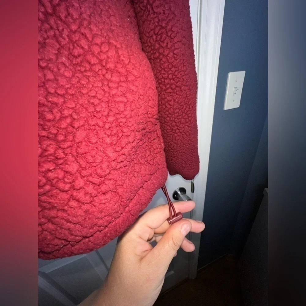 Victoria Secret PINK X Small Red Teddy Half Zip Oversized Sweater Jacket Xs