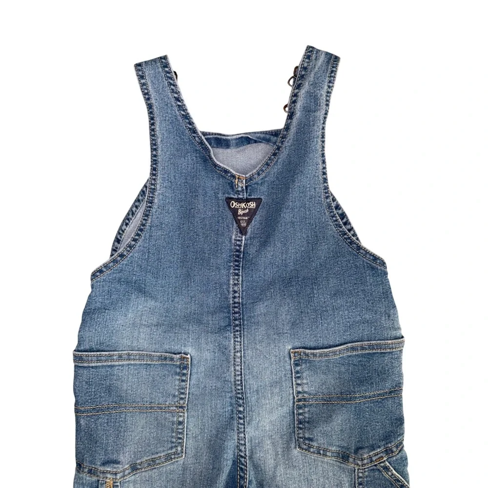 OshKosh B'gosh Denim Overalls Kids 4T Blue Excellent Logo‎ Carpenter Bibs