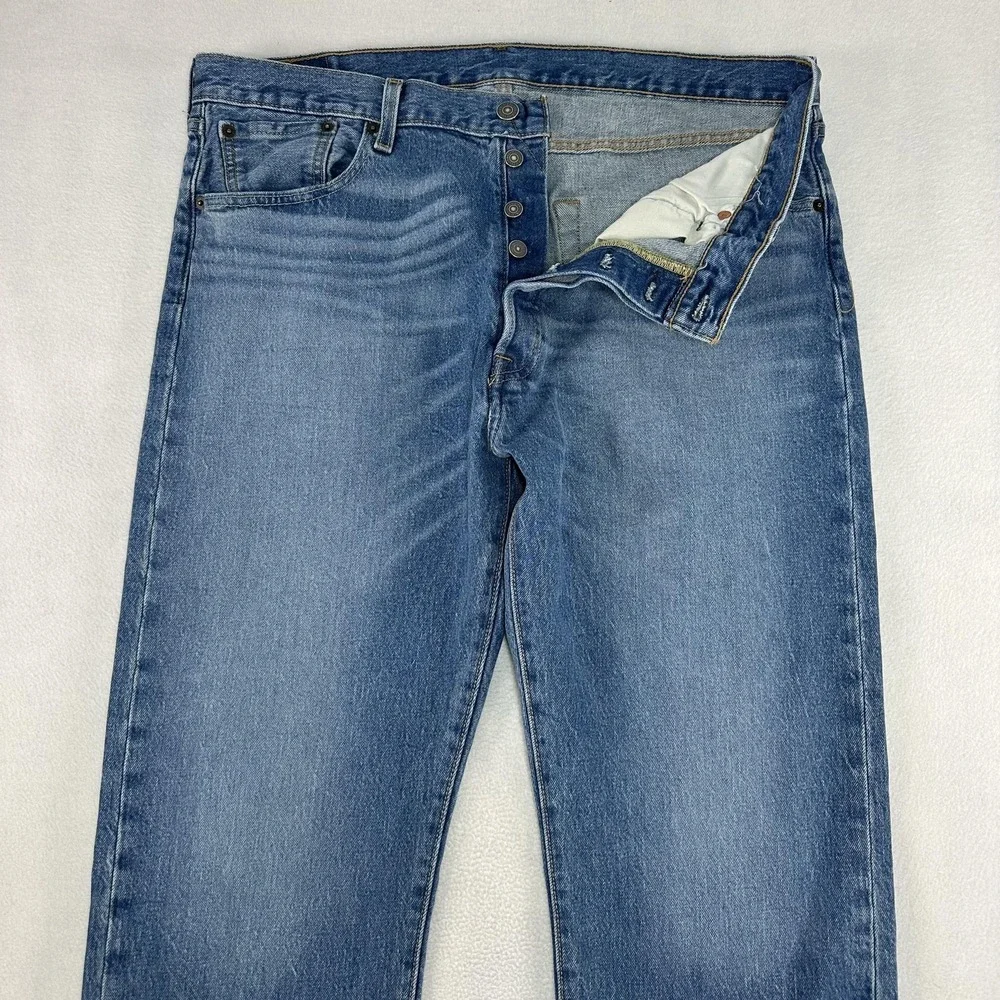 Levi's 501 Jeans Mens 36x31 Blue Regular Straight Denim Button Fly Casual Modern