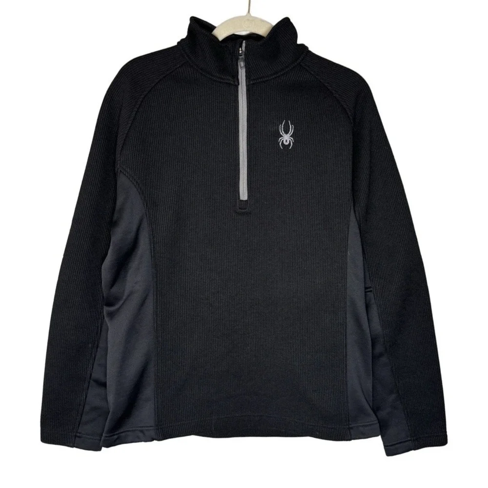 SPYDER Mens Black Quarter Zip Pullover High Neck Sweater‎ Activewear Size Medium