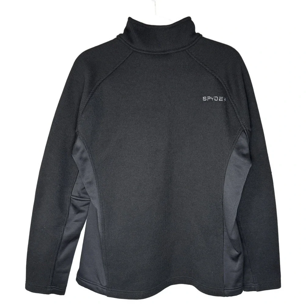SPYDER Mens Black Quarter Zip Pullover High Neck Sweater‎ Activewear Size Medium