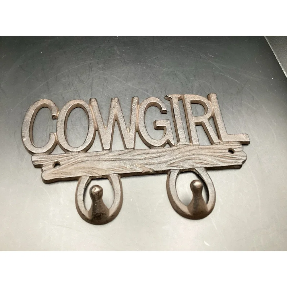 Wrought Iron CowGirl Sign W/ Hooks 8