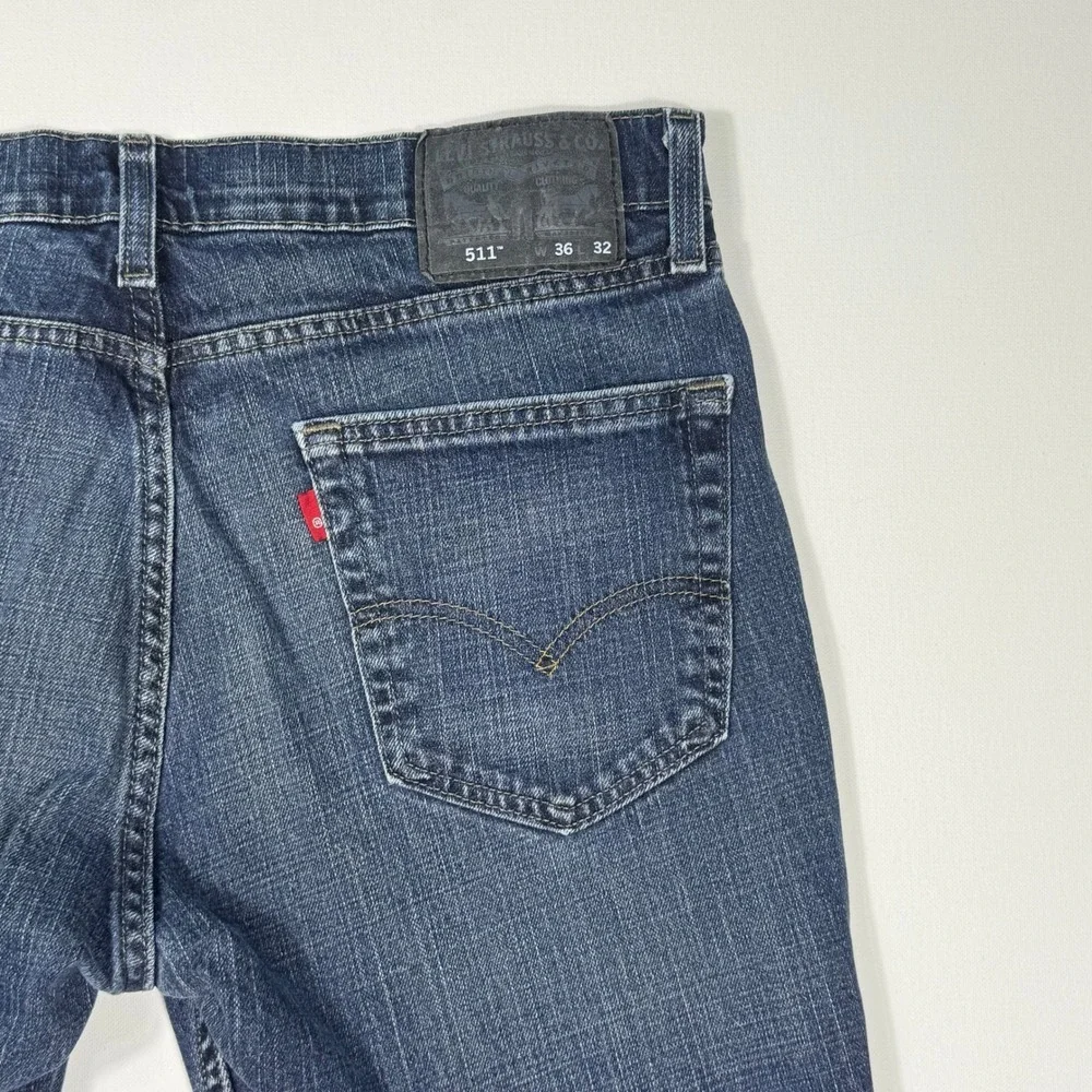 Levis 511 Slim Fit Jeans Mens 36x32 Blue Medium Wash Denim Pants 04511-1472