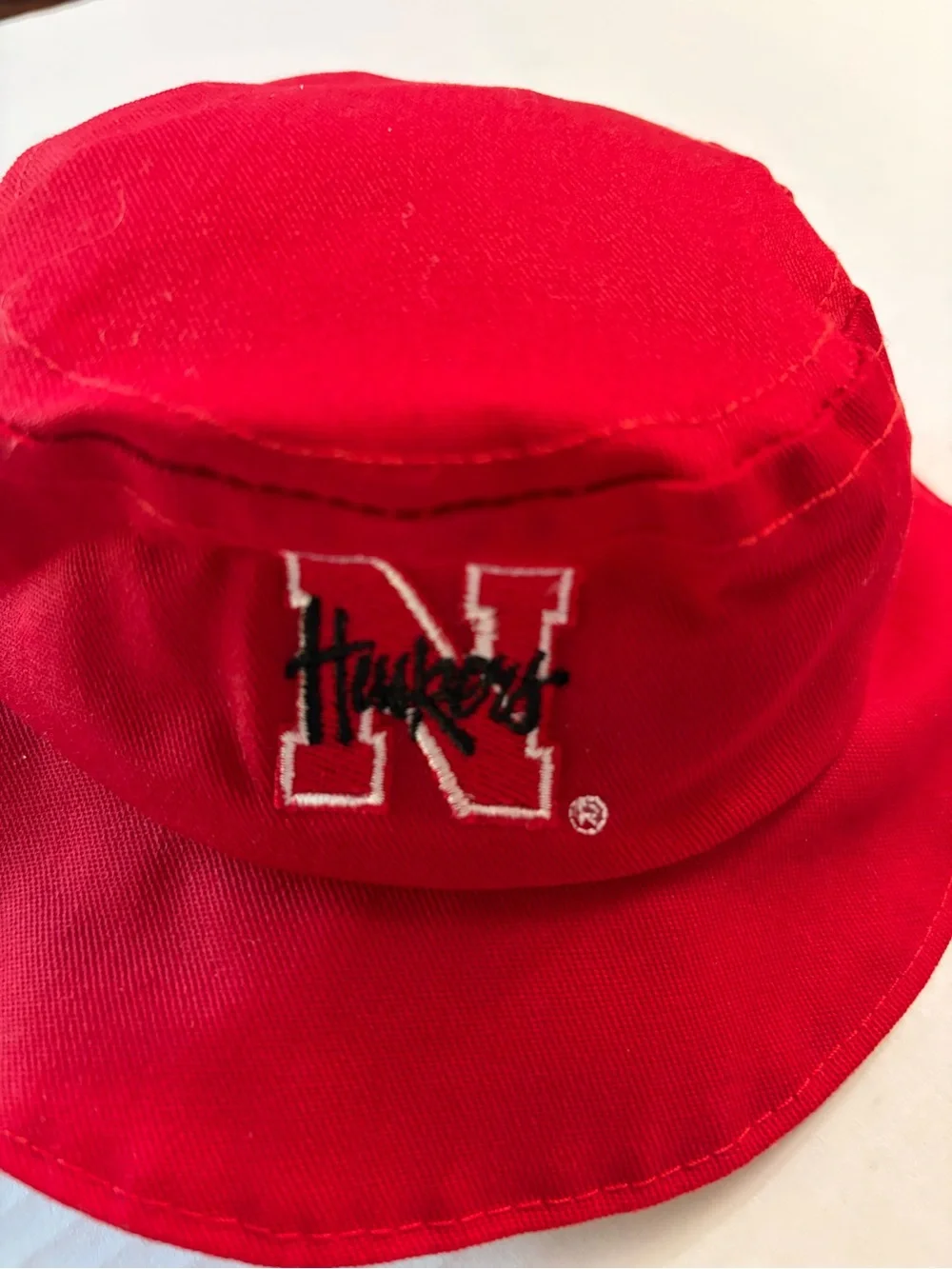 Vtg 90s Nebraska Huskers Toddler Bucket Hat Made in USA Red 18
