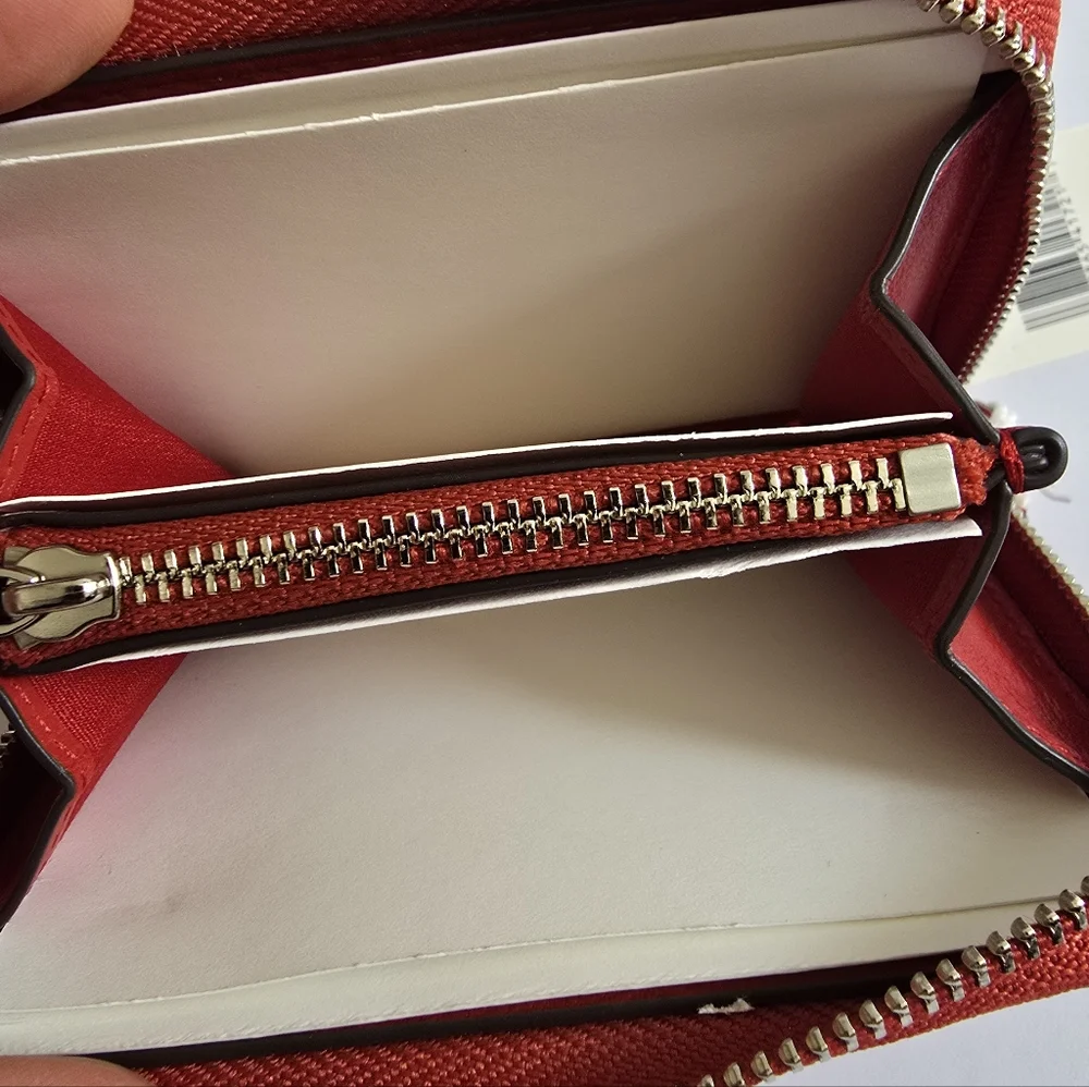 Tory Burch Small Kira Croc-Embossed Leather Zip-around Wallet Red Sky