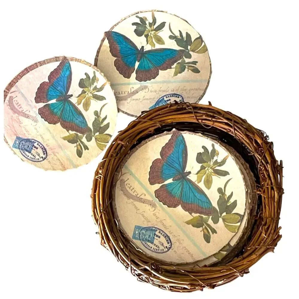 Nest of 12 Butterfly Coasters