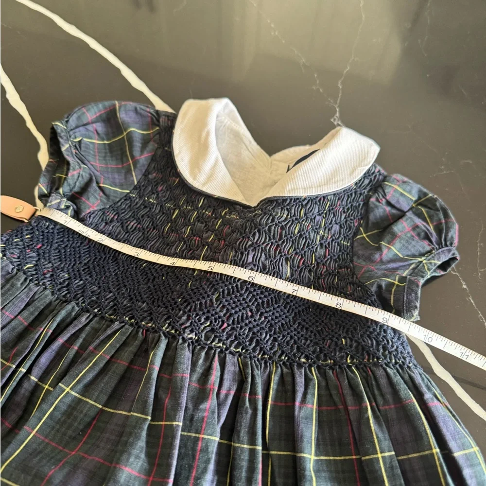 Vintage Blue Label Ralph Lauren Kids Dress with‎ White Collar and Plaid Pattern