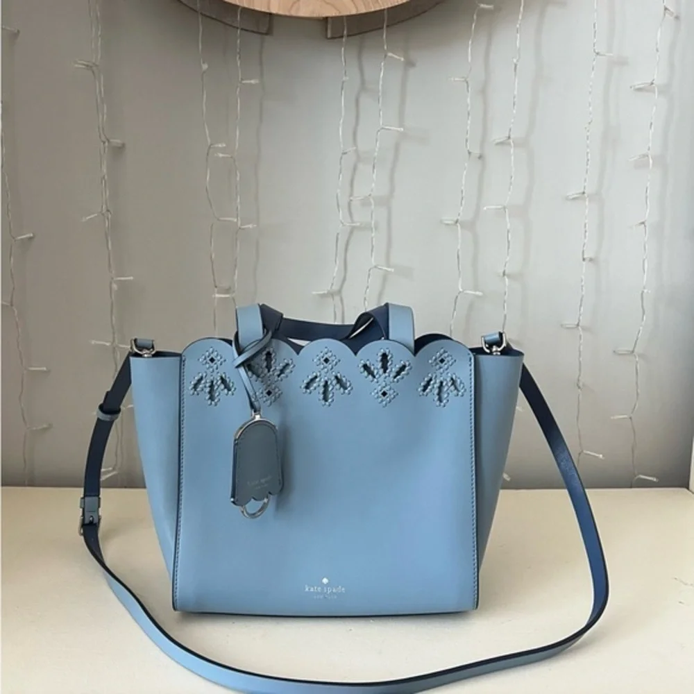 Kate Spade Blue Dawn Scalloped Magnolia Street Eyelet Mini Mina Satchel