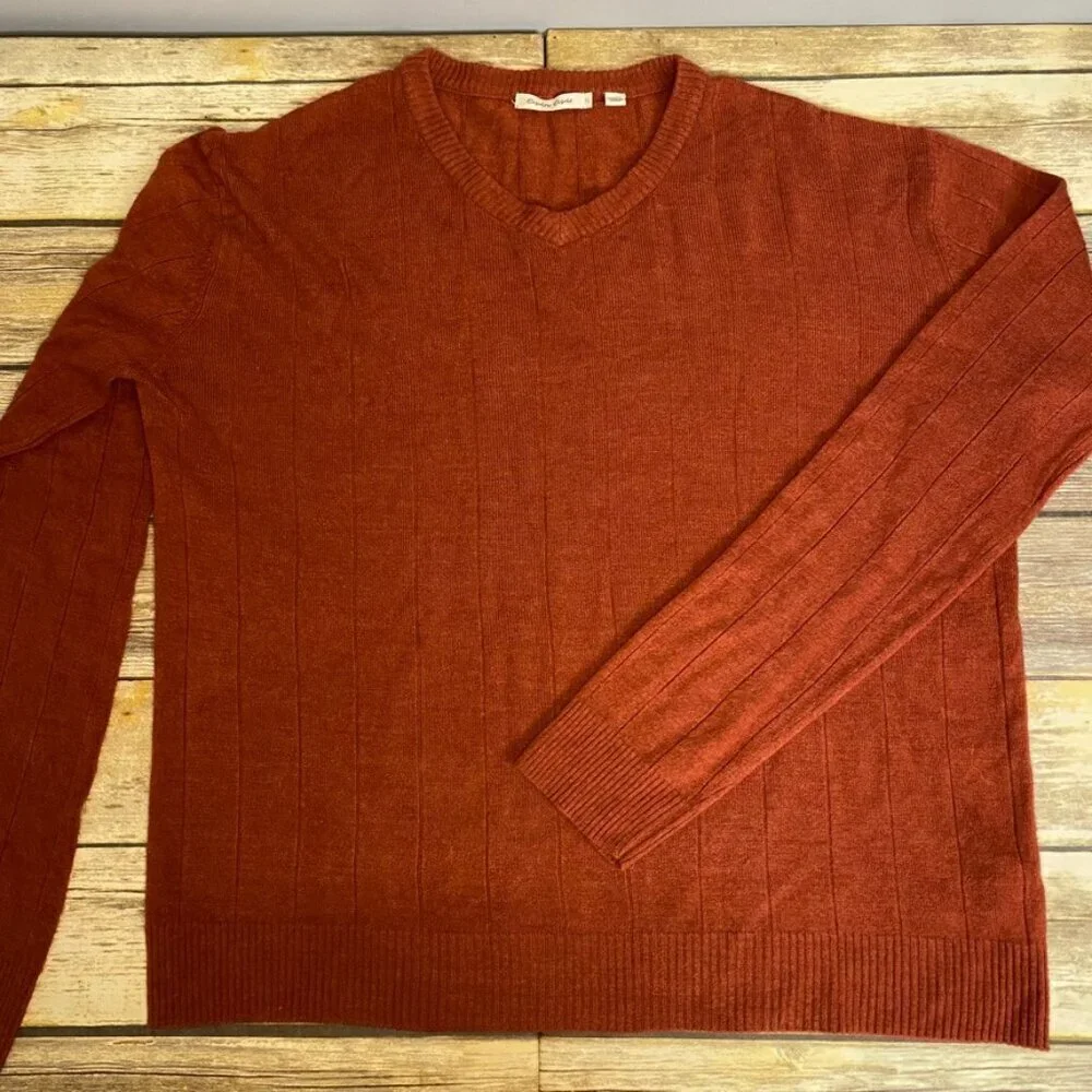 Eighty-Eight Brand Men's XL, Burnt Orange, V-Neck, Lightweight,‎ Dad Sweater