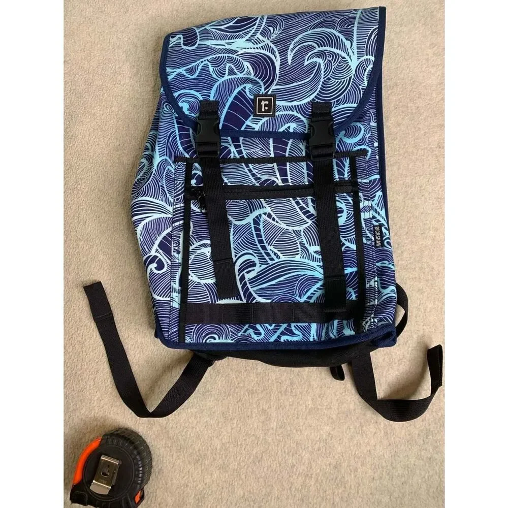 Rickshaw Bagworks Sutro Backpack - Spencer Dwight Blue Wave Pattern