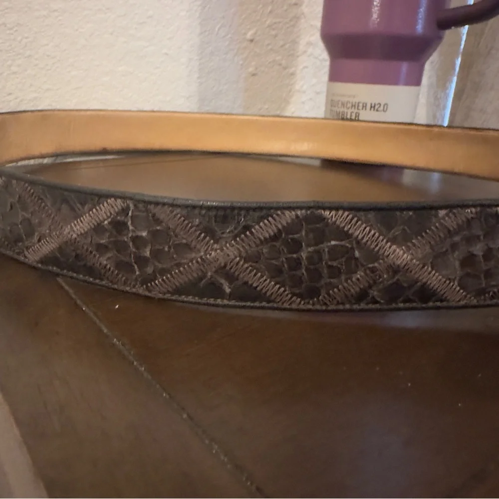 Reptile Patterned Leather Belt sz40