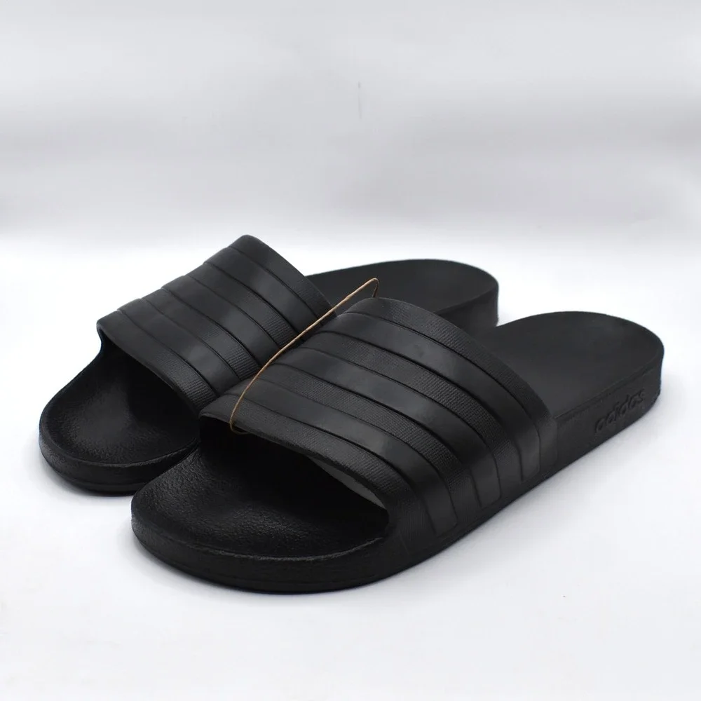 adidas Adilette Aqua Slides Sandals Slip On Men's 13 Women's 14 Black NWT F35550